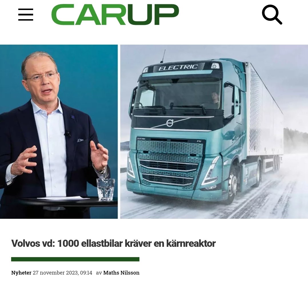 BossMed's tweet image. Ett kjernekraftverk kreves for hver 1000 EL lastebil. Viser i klartekst hvor lite realistisk Elektrifiseringen av bilparken vår er. Nå må doplangerne slutte og &quot;stikke innom&quot; #Stortinget