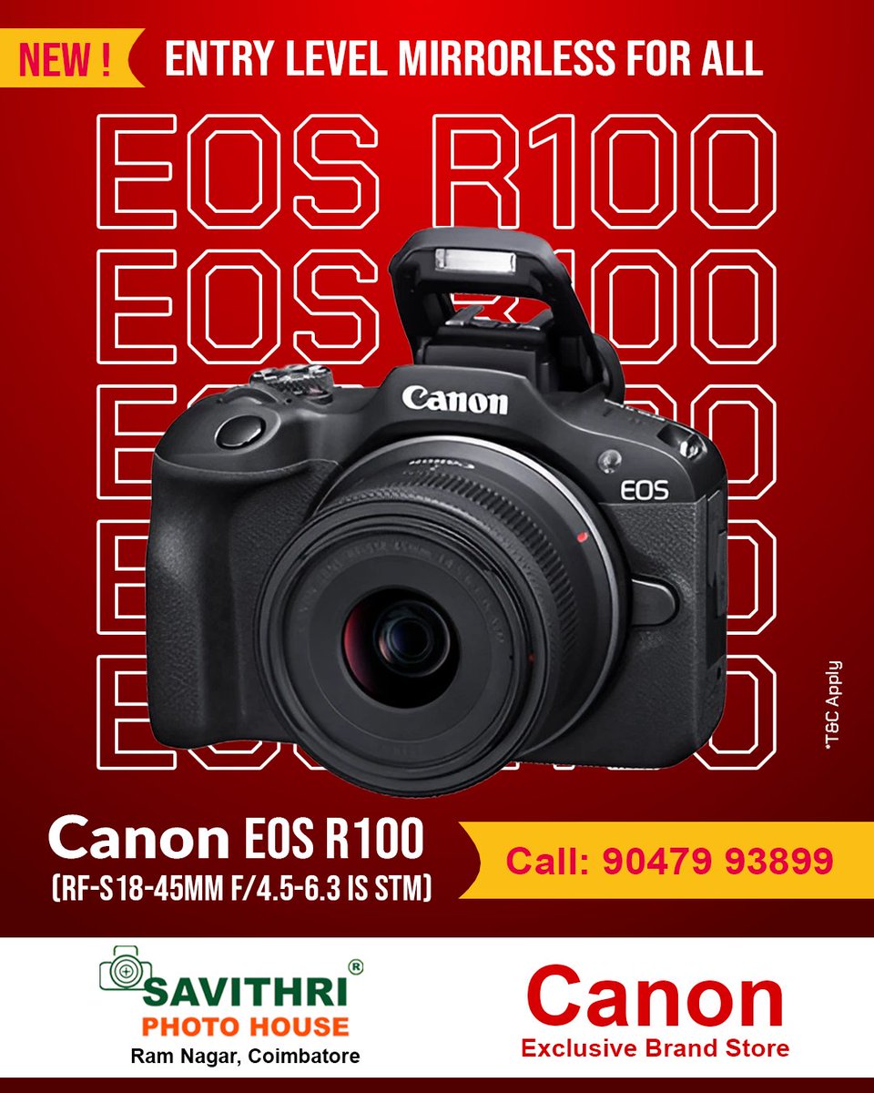 SavithriPhotoH's tweet image. CANON EOS R100 are now Ready Stock Available in #coimbatore Canon Image Square Ram Nagar, and Savithri Photo House #camerastore

EMI Options are Available, For more details on this, Please do contact us the number given in the ad.