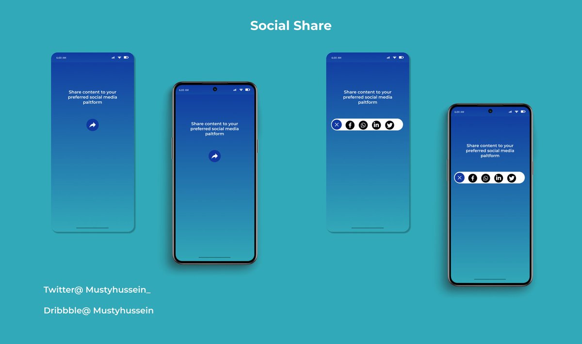 🚀 Just aced my Day 10 #DailyUIChallenge by designing a sleek social share button! 💻🎨 Excited to level up my UI skills one challenge at a time. 👩‍💻🔥 
#DailyUi -Day 10
#55DaysOfGrowth  - Day 23
#UI 
#DesignInspiration 
#CreativeJourney