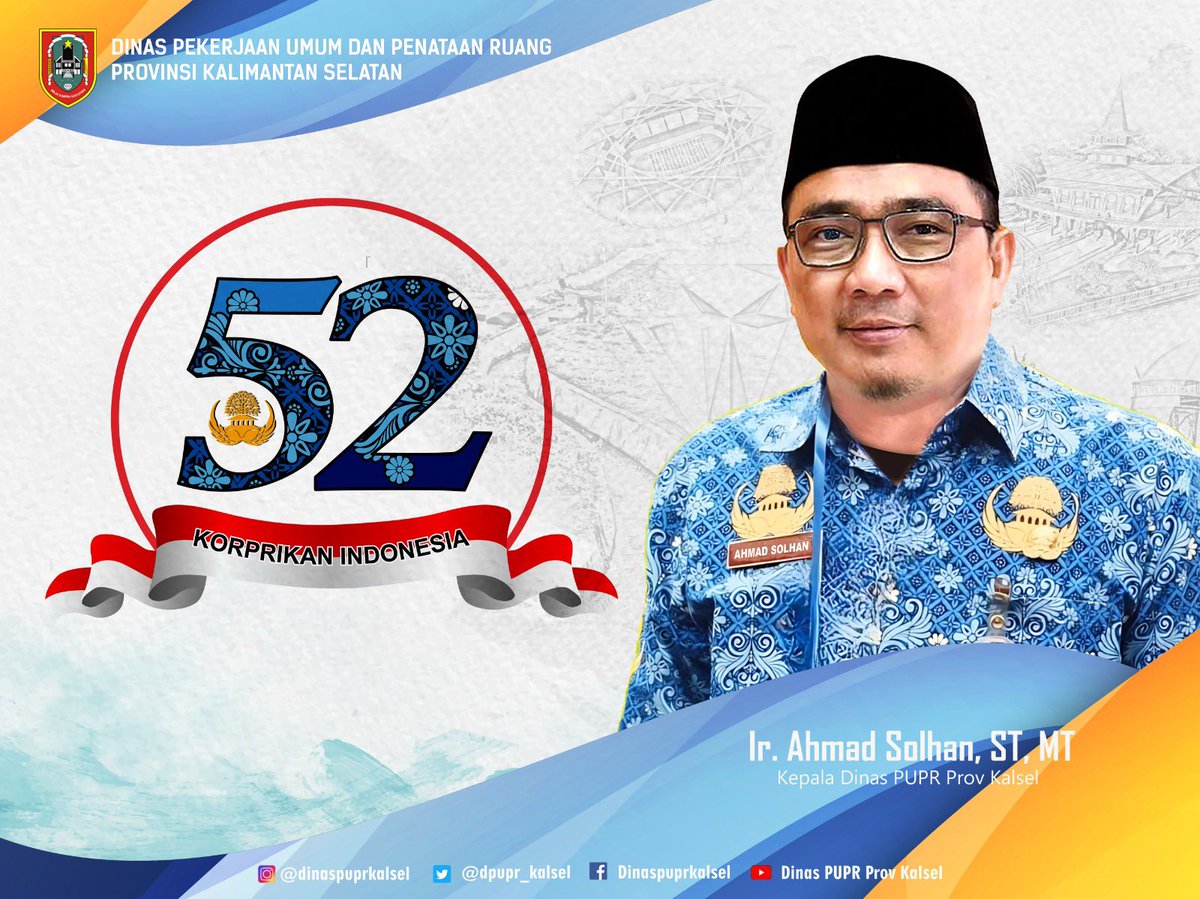 dpupr_kalsel's tweet photo. Selamat Hari Ulang Tahun Ke- 52 Korps Pegawai Republik Indonesia Tahun 2023

“ Korprikan Indonesia”
_
29 November 2023
_

#korpri 
#dinaspupr
#pupruntukbanua 
#bergerak
#kalselbergerak
#kalimantanselatan
#kalselmaju https://t.co/8pmMUZPQg7