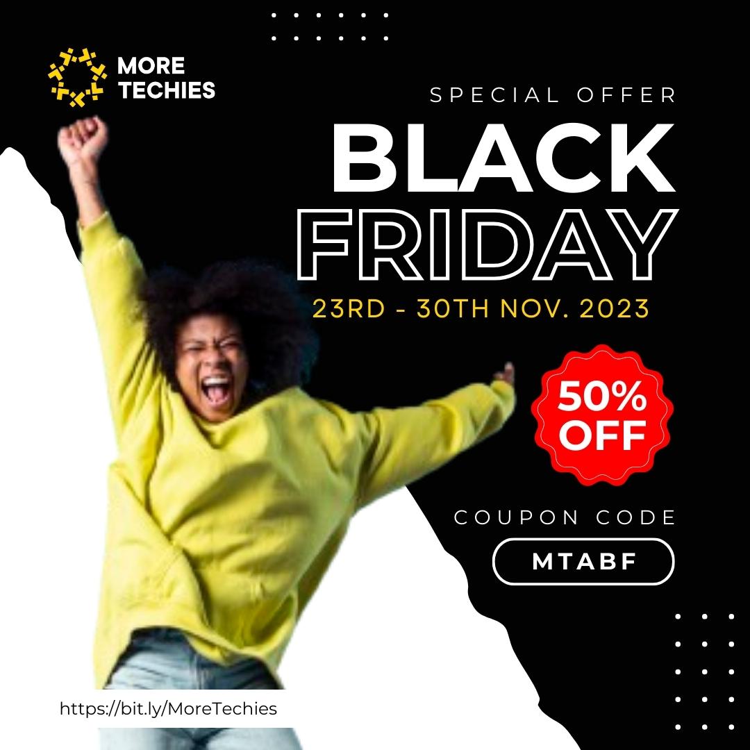 MoreTechies's tweet photo. The offer ends tomorrow! Don't miss out on the spectacular 50% OFF on ALL courses at @MoreTechies

Enroll at https://t.co/EHbZgoS8to and use the coupon code MTABF

 #TechSales #Discount #BlackFriday #BlackFridayDeals https://t.co/lLtSiVZRgD