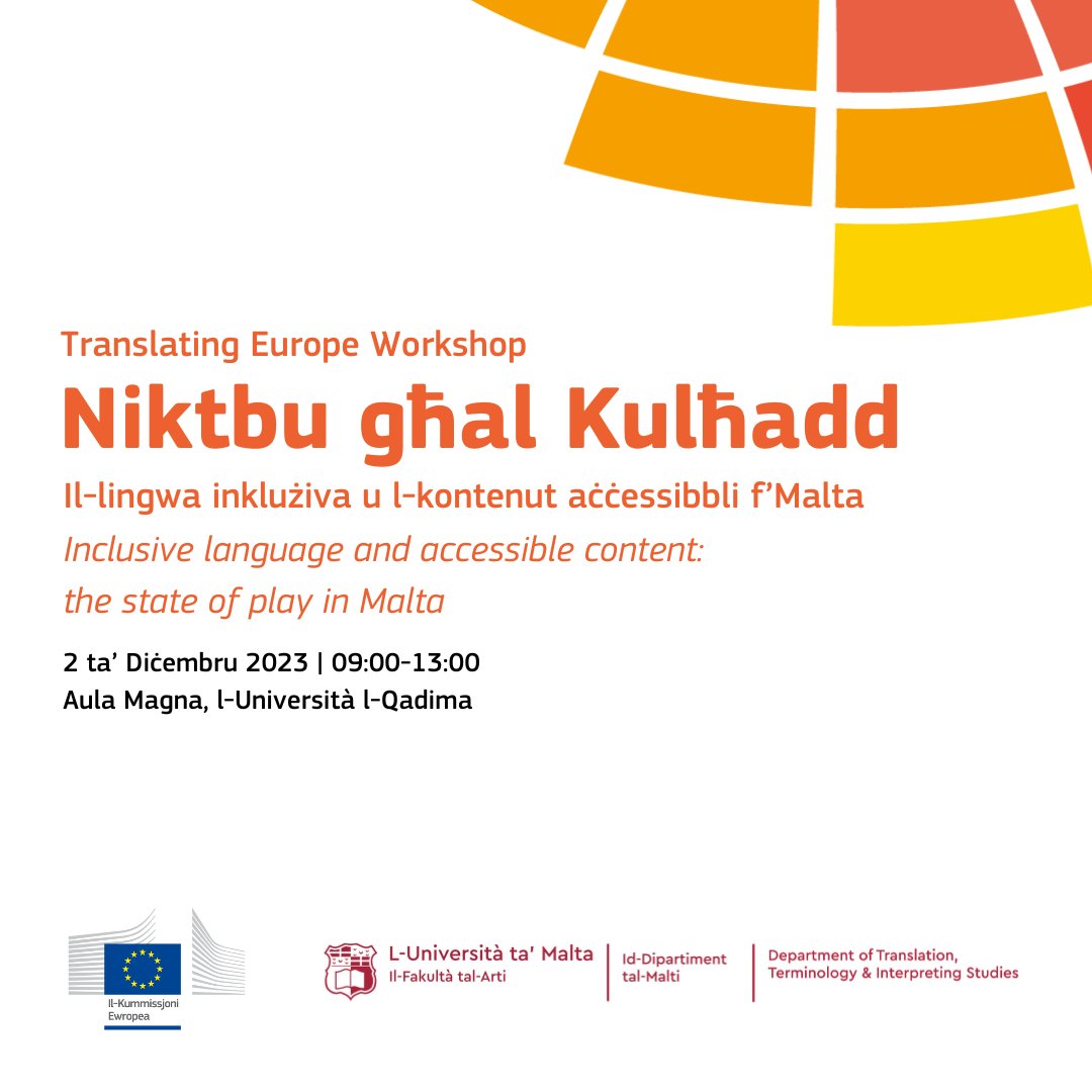 How can Maltese be written in a more inclusive and accessible way? Are we, unwittingly, doing a disservice to certain groups of people through what we write and how it's presented? Join us for this conference where we explore these themes is.gd/tew23 #TEW2023 #xl8