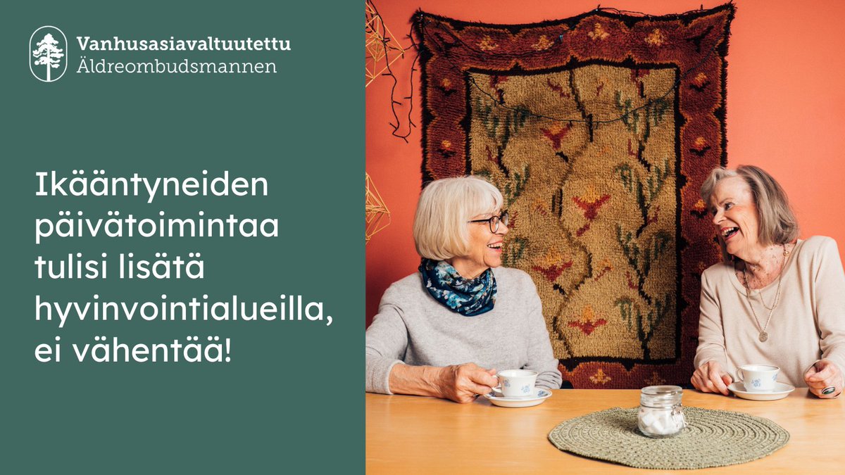 Moni hyvinvointialue on suunnitellut supistavansa ikääntyneiden päivätoimintaa tai jopa päättänyt lopettaa sen. Vanhusasiavaltuutetun näkemys on kuitenkin, että päivätoimintaa tulee ja kannattaa lisätä. 🧵1/