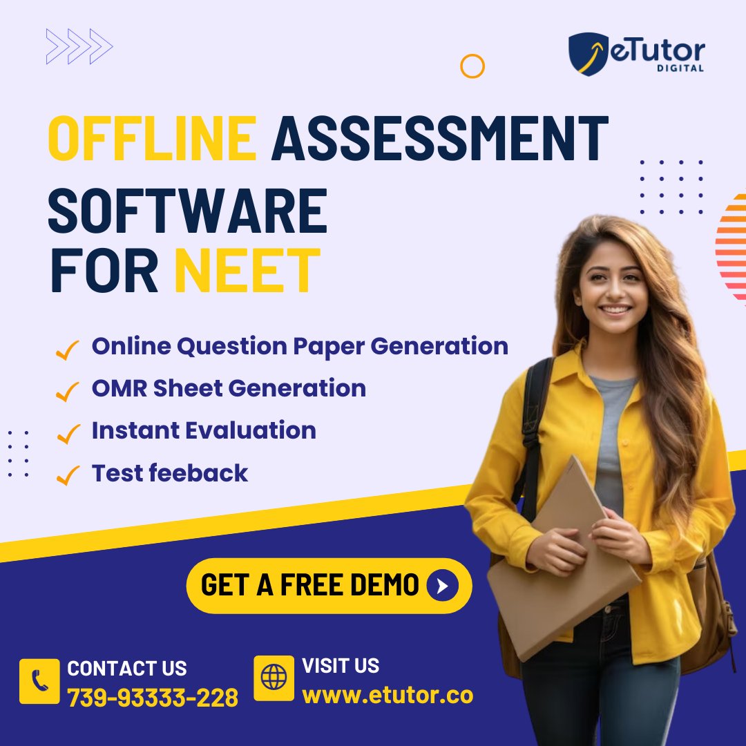 eTutorco's tweet photo. Are you facing challenges in conducting offline assessments for NEET exams?
Try etutor Offline Assessment Software: https://t.co/UeiuFRR19q

#jee #neet #jeemains #education #iitjee #jeeadvanced #jeemain #medical #neetpreparation #neetexam #omrsheet #onlineexam #testsoftware https://t.co/7249Natkyu
