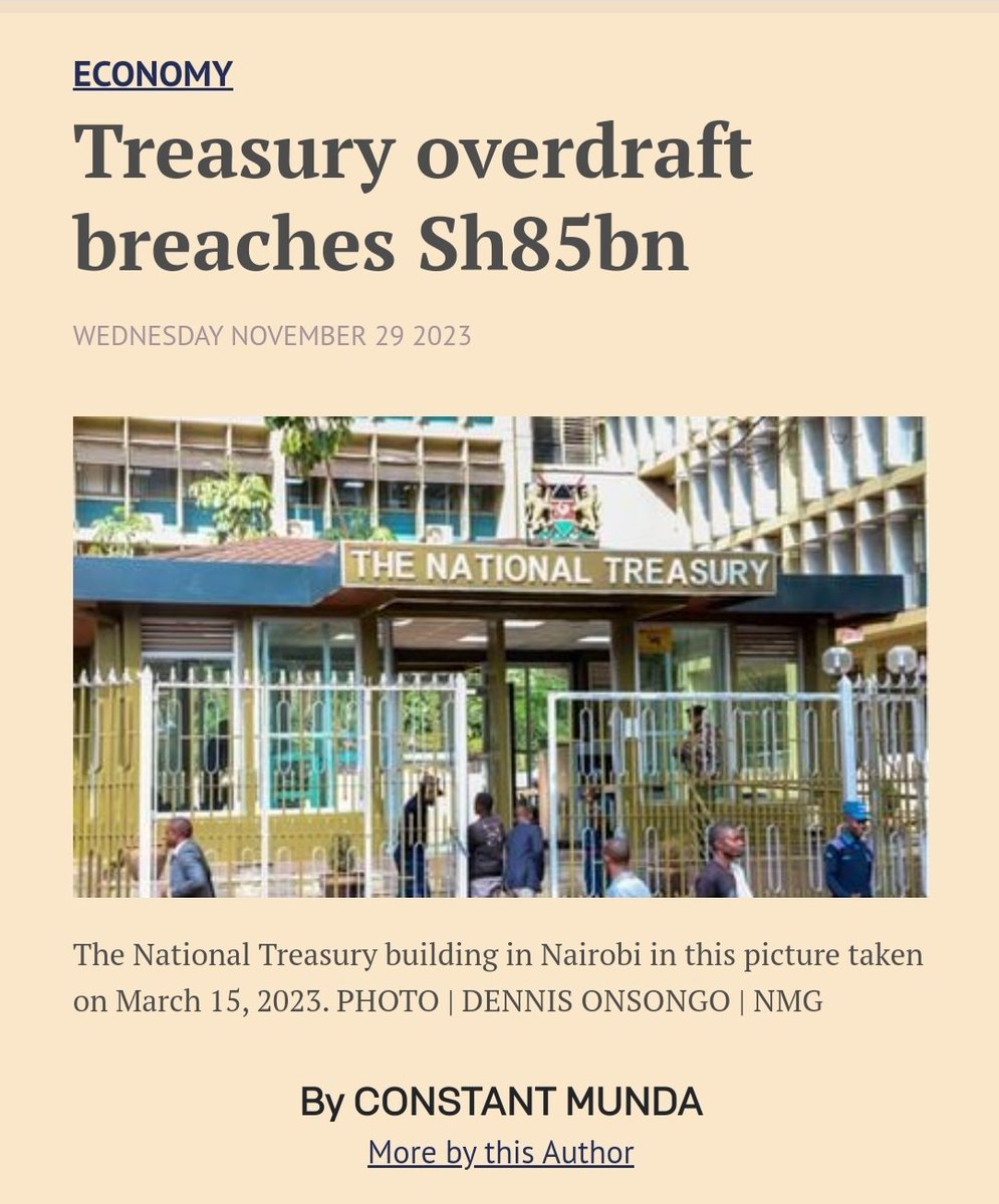 🇰🇪 Kenya's National Treasury grapples with a record-high overdraft of Sh85.12 billion, signaling a cash flow crisis. Rising borrowing costs and fiscal challenges underscore the need for prudent economic management. #KenyaEconomy #FinancialNews