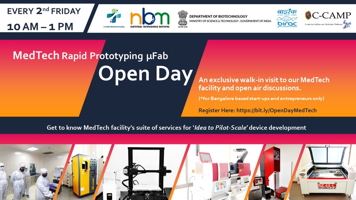 Announcing CCAMP #NBM Medtech Facility #OpenDay every 2nd Friday of the month! An exclusive walk-in visit to the CCAMP Medtech Rapid Prototyping Facility to see demos of its state-of-the-art infrastructure with open interactions with our experts. Inviting Bangalore-based…