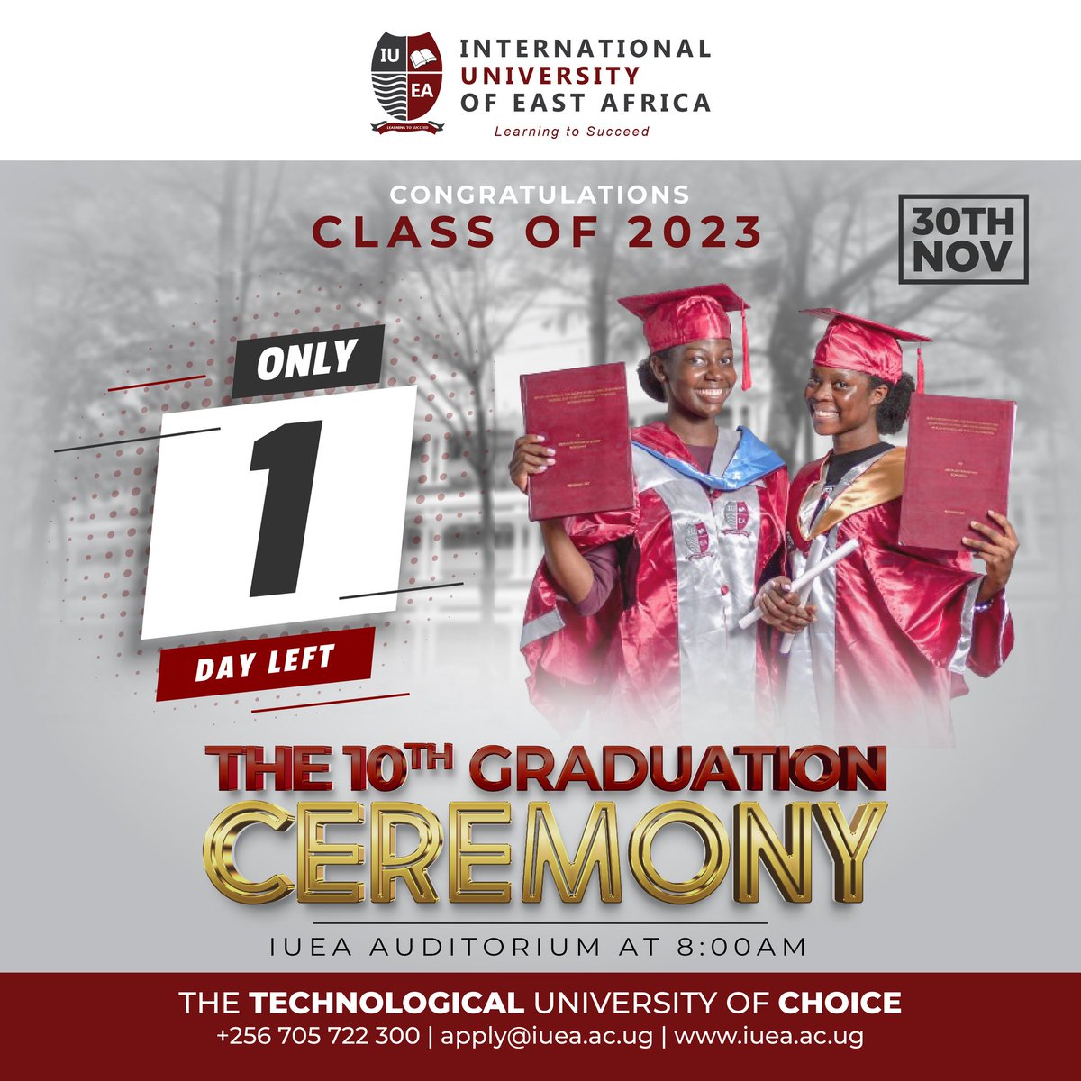 Tomorrow is the day! We've made it to our 10th graduation!
Get ready to celebrate all that we've accomplished! 😍

•
•
•

#IUEAClassOf2023 #DecadeOfExcellence #10YearsStrong #IUEA #LearningToSucceed #GraduationDay #NextChapter #ProudGraduate