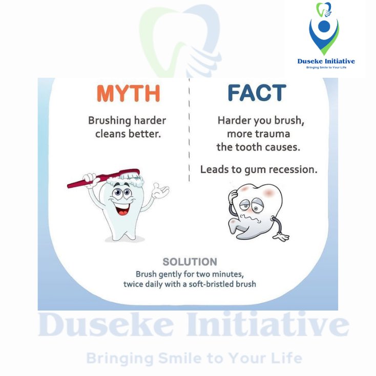 Hellooo! 👋
Please let’s cut off this myth
Brushing harder causes serious problems of mechanical tooth wear which later leads to teeth sensitivity,
It also recedes &amp; traumatizes your gums 
so, please do brush gently with a soft-bristled tooth brush.🦷🪥
<a href="/DentalRda/">RWANDA DENTAL ASSOCIATION (RDA)</a> 
<a href="/RwandaHealth/">Ministry of Health | Rwanda</a>