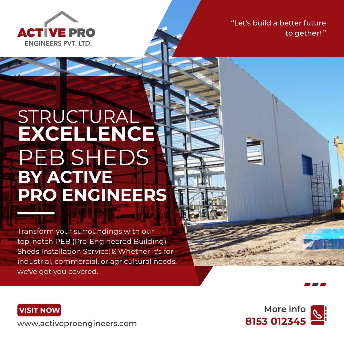 ActiveProEng's tweet image. 🏗️✨ Enhance Your Space with Active Pro Engineers! 🏭✨

Ready to upgrade your space? Contact us today!
📞 Call us at +91 8153 012345
💻 Visit our website: activeproengineers.com

Let&apos;s build a better future together! 🌐🏗️ #PEBSheds #BuildingExcellence #ActiveProEngineers