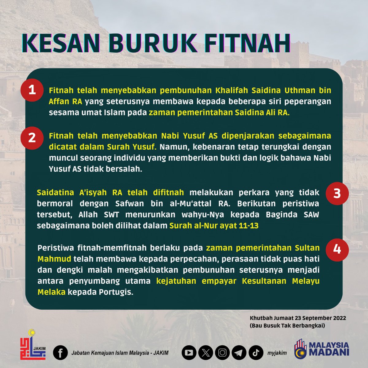 MyJAKIM's tweet photo. EMPAT KESAN BURUK FITNAH https://t.co/Yhsi71vbeF