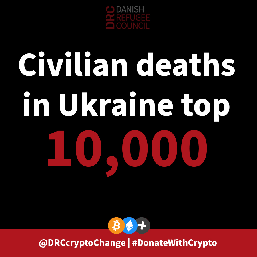 DRCcryptoChange's tweet photo. At least 10,000 civilians, including more than 560 children, have been killed. And more than 18,500 have been injured since February 2022, the UN says. 

A grim milestone for Ukraine😢#DonateWithCrypto and read more: https://t.co/5TfA2BkaQr https://t.co/8HllVG2T9u