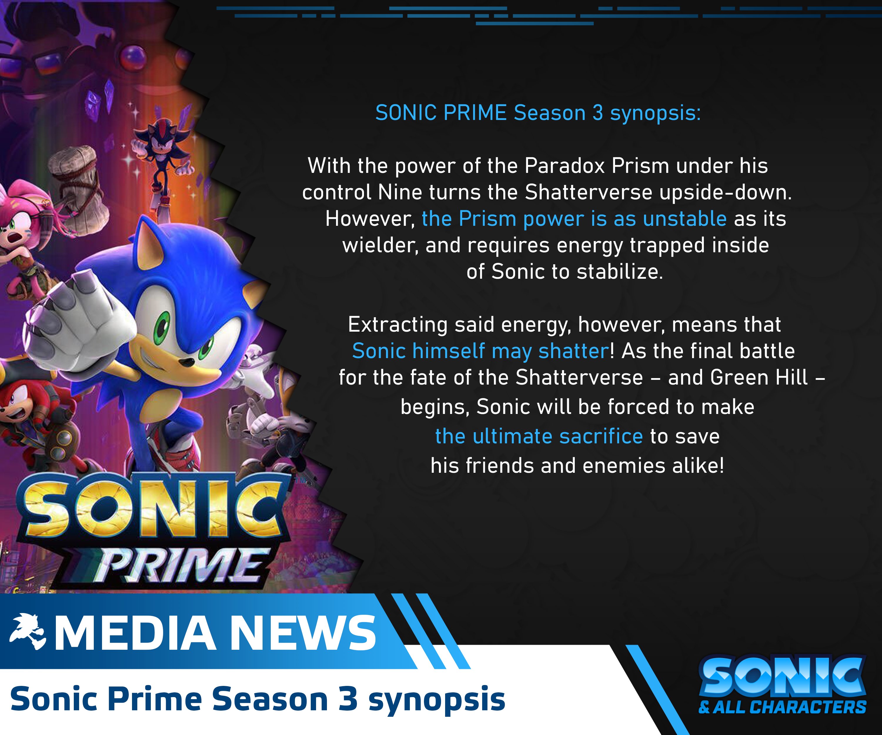Sonic and all Characters on X: The official synopsis of Sonic Prime Season  3! #Sonic #SonicTheHedgehog #SonicPrime #SonicNews   / X