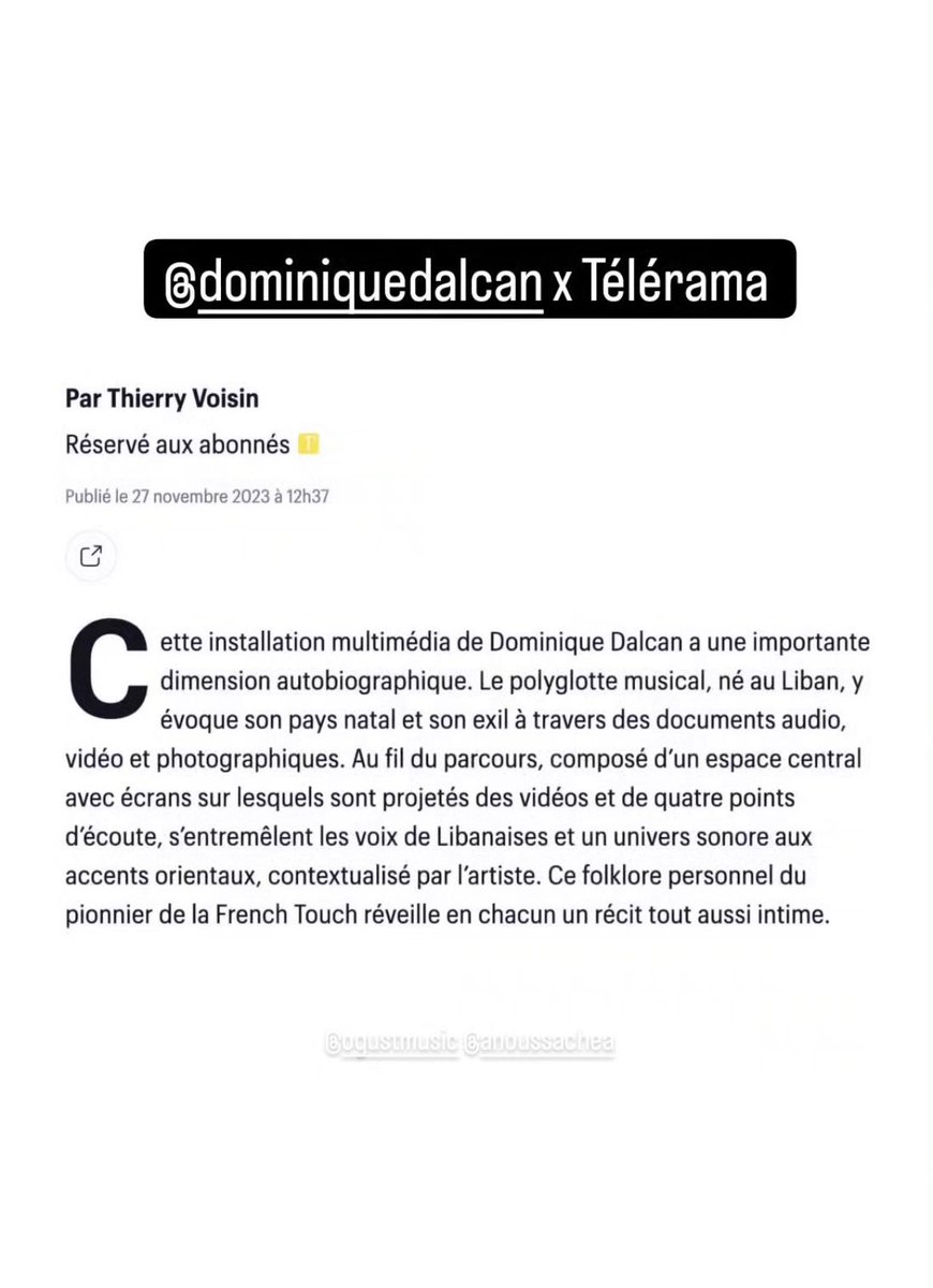 Dominique Dalcan – concert et expo le 6/12: Last Night a Woman Saved My Life telerama.fr/arts-expositio… via <a href="/Telerama/">Télérama</a>