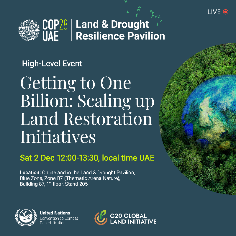 ibrahimthiaw's tweet photo. United for LAND and for a Sustainable Future at @COP28_UAE! 

We're proud to collaborate with @AGFUNDProgram, @badeabank, #G20 Land Initiative, and #IDRA at the Land and Drought Resilience Pavilion. 

📍 Join us in Dubai from Dec 1-10, or follow our sessions online. #UNited4Land