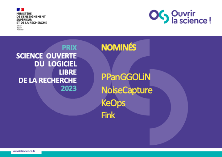 ouvrirlascience's tweet photo. Les nominés du #prixscienceouverte du #logiciellibre
PPanGGOLiN
NoiseCapture
KeOps 
Fink 
@sup_recherche
#scienceouverte #opensource https://t.co/OrVMkpNgW1