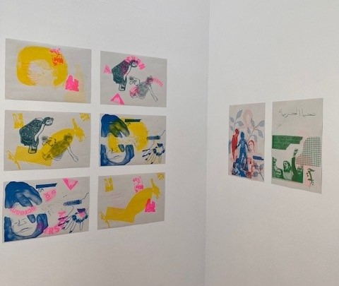 GlasgowGoMA's tweet image. #RepeatPatterns artist Helen de Main worked with Mammas Write &amp;amp; Maryhill Integration Network’s Oasis Women’s Group earlier in the year, and their show of riso prints responding to childcare in its many forms is currently on display in #COMMONSpace at GoMA until 14 January 2024.