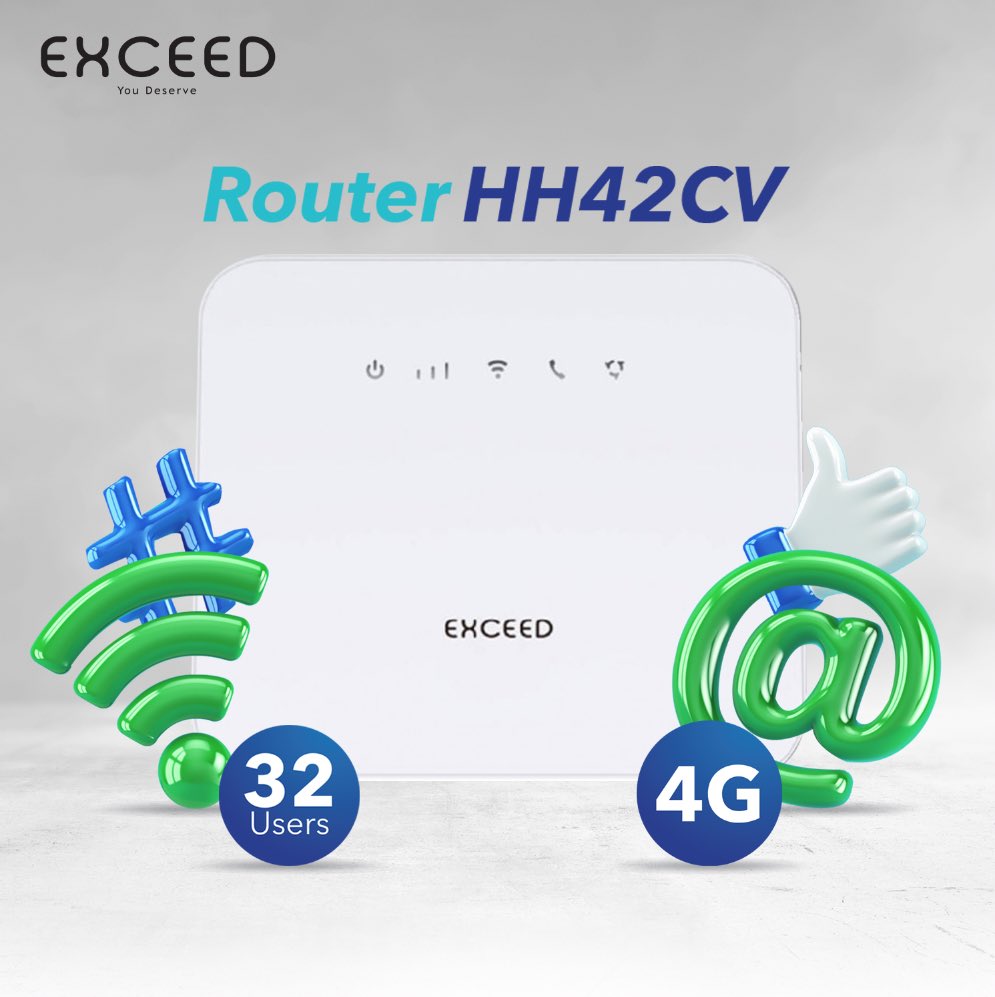 ExceedMobilesME's tweet photo. رواتر اكسيد HH42CV بسرعة 150 ميجابت، 4G يدعم لغايه 32 مستخدم. https://t.co/vhhJ1i3Yub