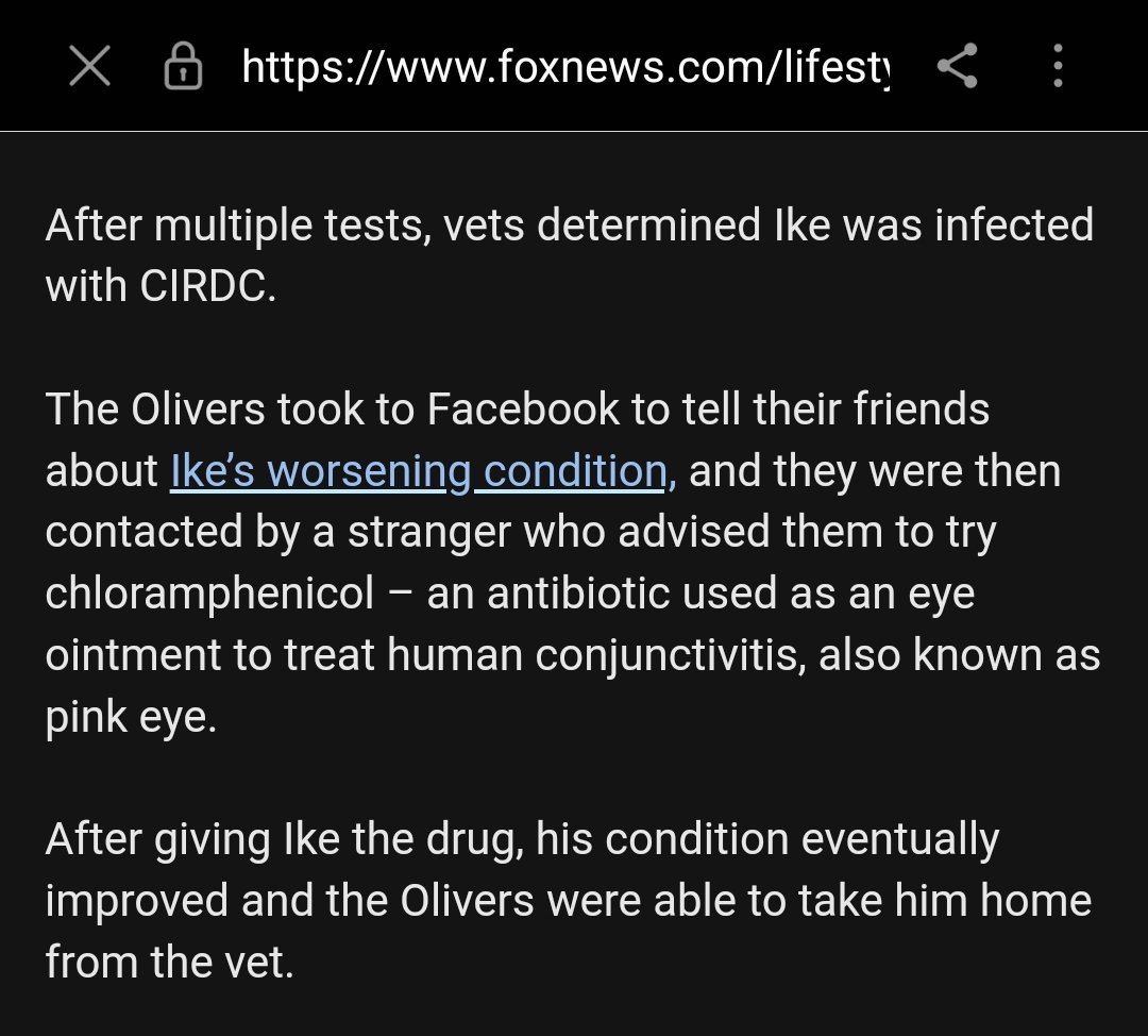 ATTENTION #Veterinarians #VetClinics & #Dog #Parents THERE IS AN ANTIBIOTIC #CURE FOR THE DEADLY DISEASE THAT HAS BEEN SPREADING LIKE WILDFIRE AMONGST THE #CALIFORNIA DOG POPULATION (#CIRDC - #CanineInfectiousRespiratoryDiseaseComplex) it is called CHLORAMPHENICOL! PLEASE #SHARE