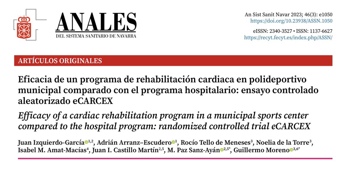 Una suerte poder colaborar a la ciencia del <a href="/UAI_imas12/">UAI_imas12</a> H12O.
Nuevo modelo en rehabilitación cardiaca <a href="/Cardio_H12O/">Servicio Cardiología Hospital 12 de Octubre</a> 
pubmed.ncbi.nlm.nih.gov/37997791/

Gran equipo 👇🏼
<a href="/93_moreno/">Guillermo Moreno</a> <a href="/adrian_arranz97/">Adrián Arranz Escudero</a> <a href="/Noelia_nurse/">Nde la Torre</a> <a href="/rtello63/">Rocío Tello</a> <a href="/Belisa1984/">Isabel Mª Amat Macías</a> <a href="/juancastillo_67/">Juan Castillo Martin</a> <a href="/pazsanzayan/">Paz Sanz Ayán</a>