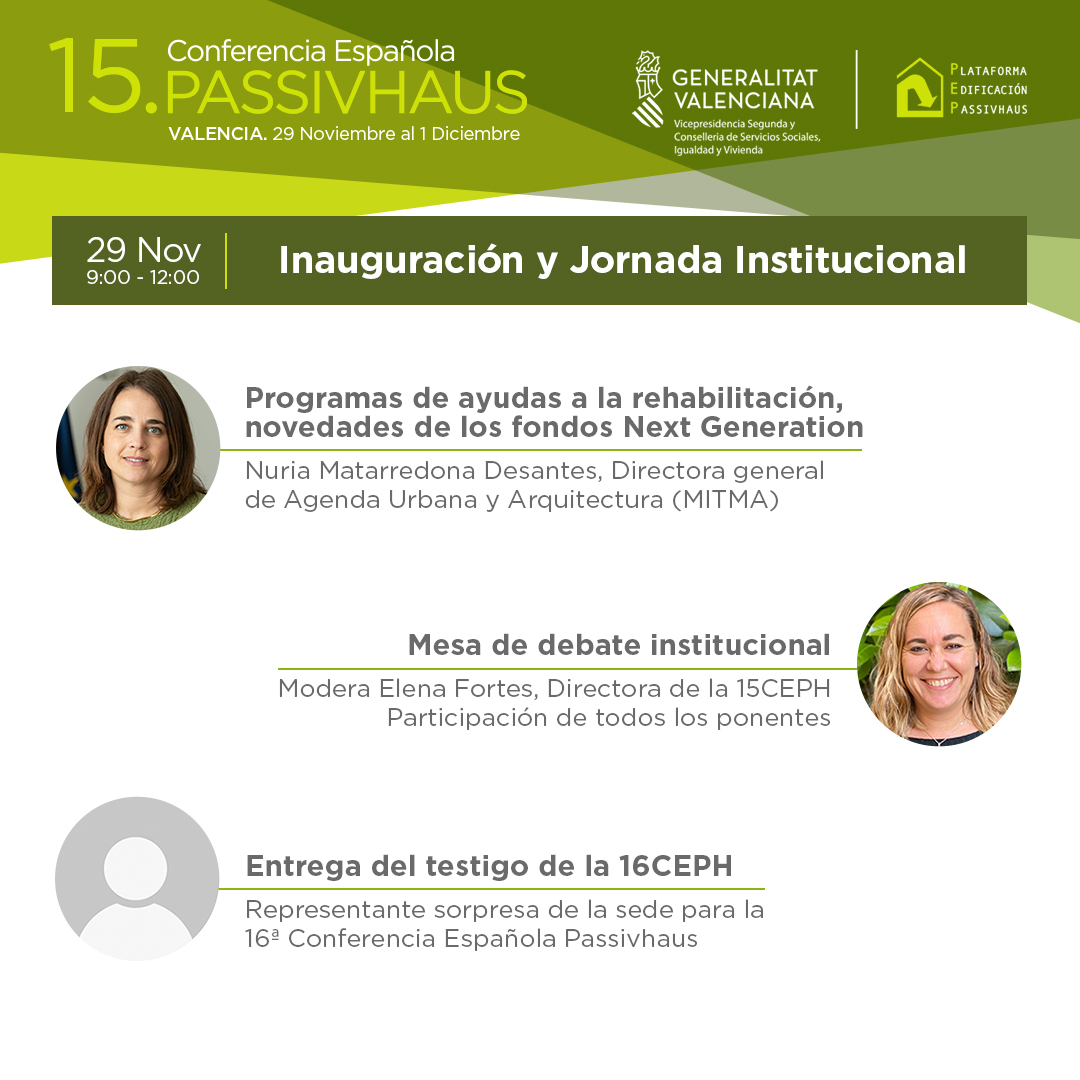 🎬Hoy da comienzo la #15ConferenciaPassivhaus que hemos estado organizando con mucha ilusión! Comenzamos con una Jornada Institucional de alto nivel con representantes políticos y expertos nacionales e internacionales.

Con el apoyo de la DG Vivienda de la @Generalitat Valenciana