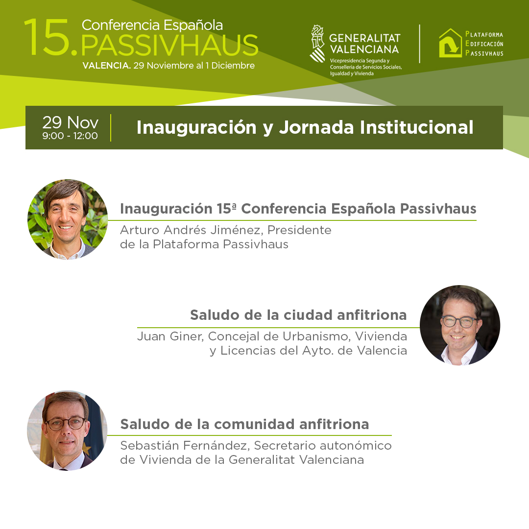 PlataformaPEP's tweet photo. 🎬Hoy da comienzo la #15ConferenciaPassivhaus que hemos estado organizando con mucha ilusión! Comenzamos con una Jornada Institucional de alto nivel con representantes políticos y expertos nacionales e internacionales.

Con el apoyo de la DG Vivienda de la @Generalitat Valenciana https://t.co/8EQq524sPA