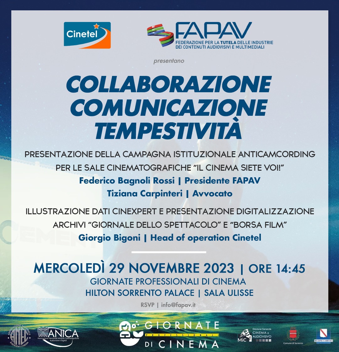 Oggi ci trovate alle Giornate professionali di cinema.
Tutti i dettagli sul nostro panel.