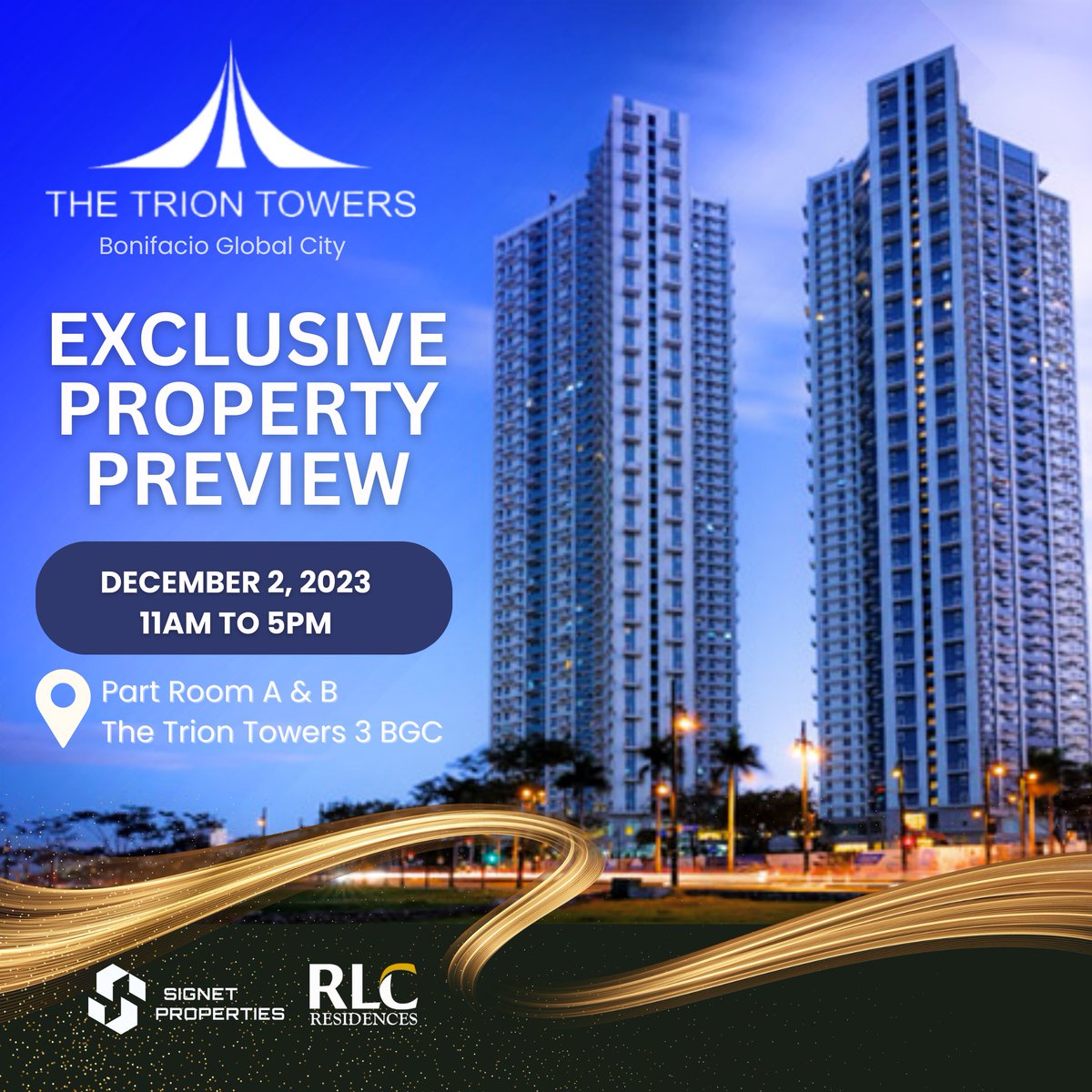 signetph's tweet photo. Move-in ready Condo in BGC Available to view this Saturday!

Come join us in this exclusive property preview where exciting promos await!

BGC Events | Real Estate | Trending Now https://t.co/goUY21gxaT