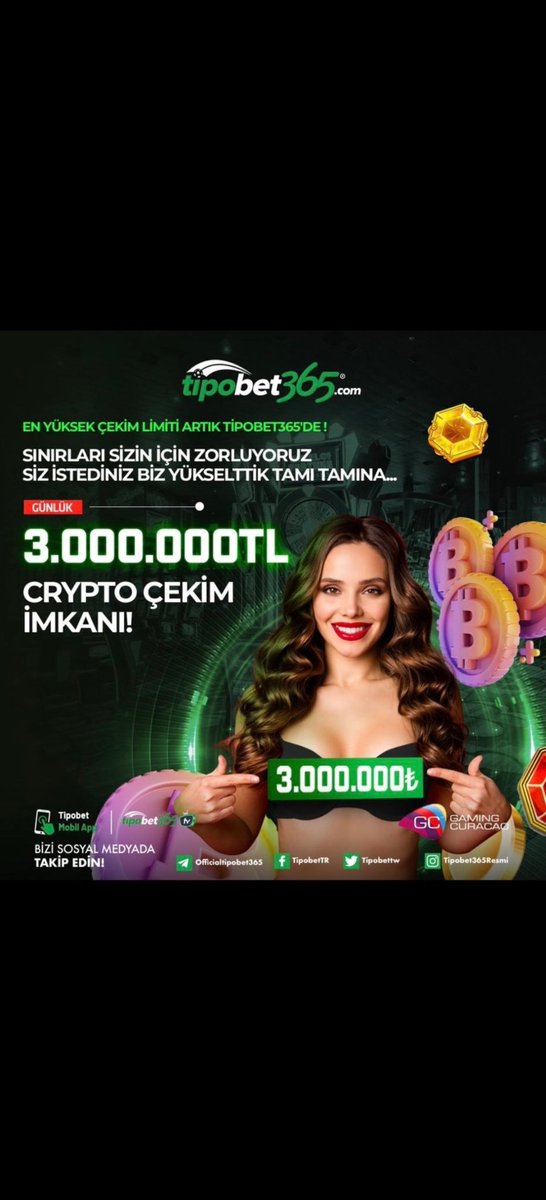 Tipobetgiir's tweet photo. 💰 #TİPOBET'de Yatırımsız Çevrimsiz 100 TL DENEME BONUSU!💸
👉#Giriş: https://t.co/rNs0cncGrj

#modabet #matbet #onwin #matadorbet #tipobetgiris #bahis #casino #tipobet #betsilin #kavbet #bahsegel #süpertotobet #1xbet #bahiscom #casinoper #metropol #vidcasino #mobilbahis https://t.co/eKYuYhW1Vq