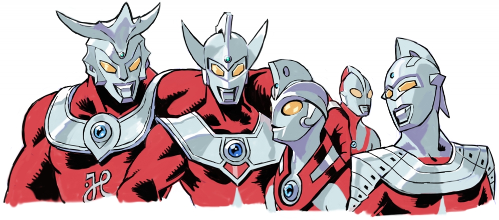 「ウルトラ兄弟に大きめのシルエット差をつけてみました。ディテール略。タロウがずーっ」|油屋とんびのイラスト