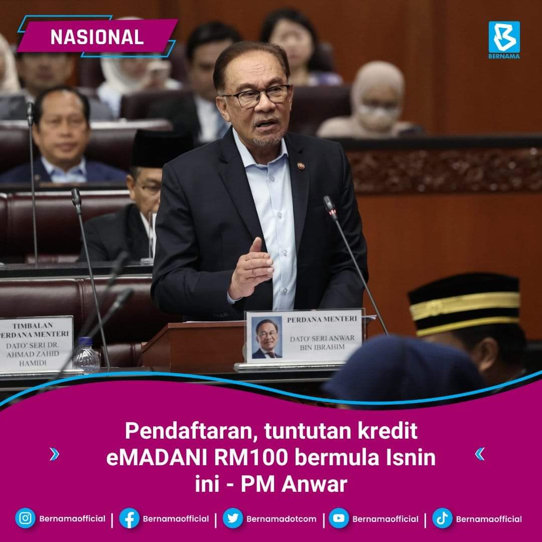 Tuntut eMADANI RM100 Kredit Percuma dengan Setel