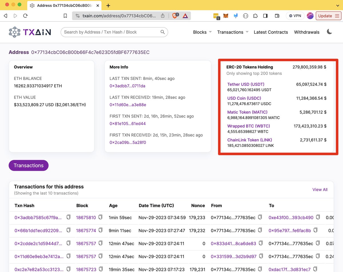 txainexplorer's tweet photo. 🌐 We're thrilled to unveil a groundbreaking addition to our blockchain explorer: Now you can effortlessly check the ERC-20 balance of any account!

💡 Simply enter the account details and explore a wealth of information, including a comprehensive list of various ERC-20 tokens. https://t.co/eq9vnmX1Uk