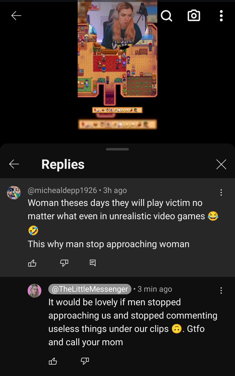 LittleMessenger's tweet photo. Do you think he gets the irony of his post? 💀
Btw this is on a clip of me bashing Clint, which for me is almost worse that he is a Clint apologist smh 🫠
#StardewValley #thingsmensay https://t.co/e5z0lIYg4j