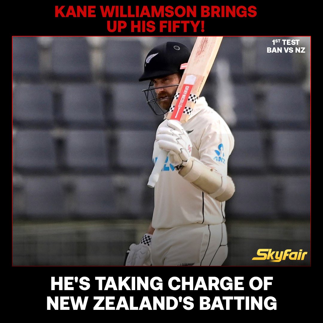 Kane Williamson notches up a significant Test fifty in Sylhet!

#NewZealand #Bangladesh #NZvsBAN #TestSeries #TestMatch #CricketFever #AjazPatel #KaneWilliamson #Fifty #GlennPhillips #SkyFair