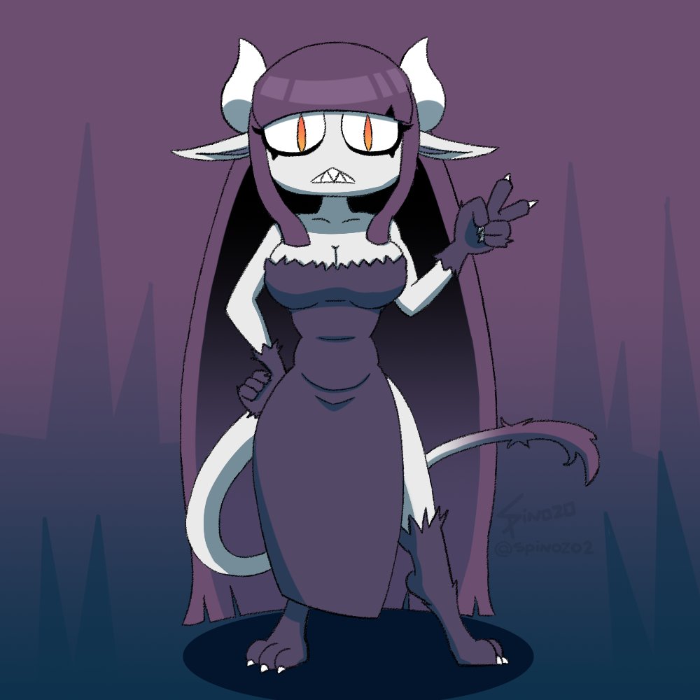 Full body drawing of my Demon Oc Risu, might have a scary face but she's a sweetheart 💜

#OC #artist #Demonoc #Demon #illustration #demongirl #myOC #ArtistOnTwitter #monstergirl #originalcharacter #characterdesign #art #artistsontwitter #イラスト #イラストレーター