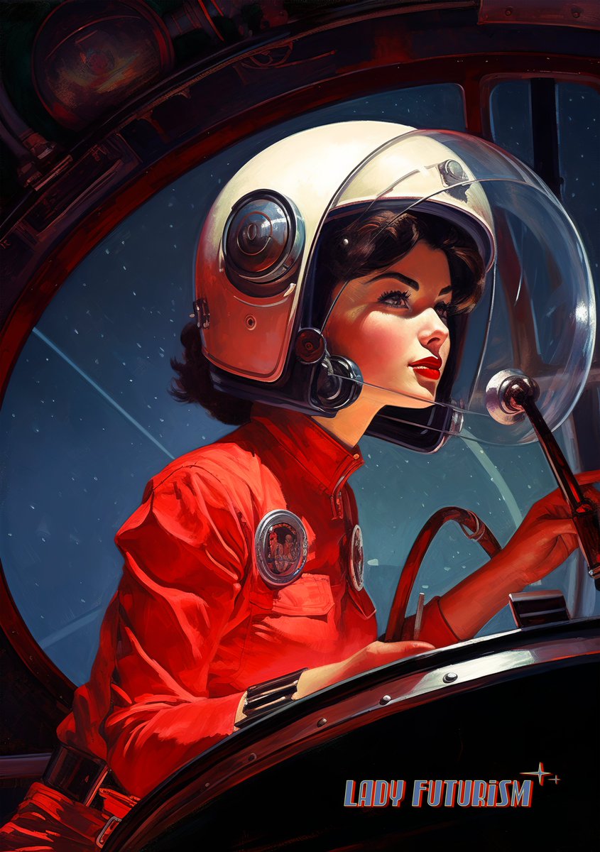 Series of graphic posters 'Lady Futurism'.
Fantastic space flights into space. Stylistics of the fifties of the 20th century.
#Retro #Retroart #Rocket #vintagecolor #astronaut #girls