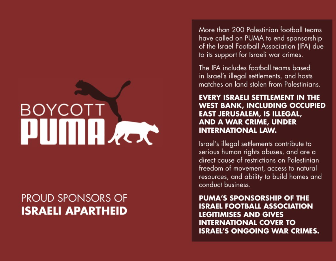 BrianOgs's tweet photo. We at Steelstown support the BDS global campaign. We encourage our members and the wider community to choose to NOT buy Puma products this Christmas. By doing so we are contributing to the support given to Palestinians. Encourage others to do the same #GivePumaTheBoot #derryipsc https://t.co/d3nai0xOA8