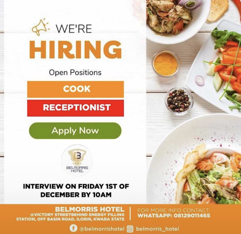 InsideIlorin_NG's tweet photo. #VacancyUpdate
Kindly, repost ❤️ https://t.co/5cQ60WvXlH