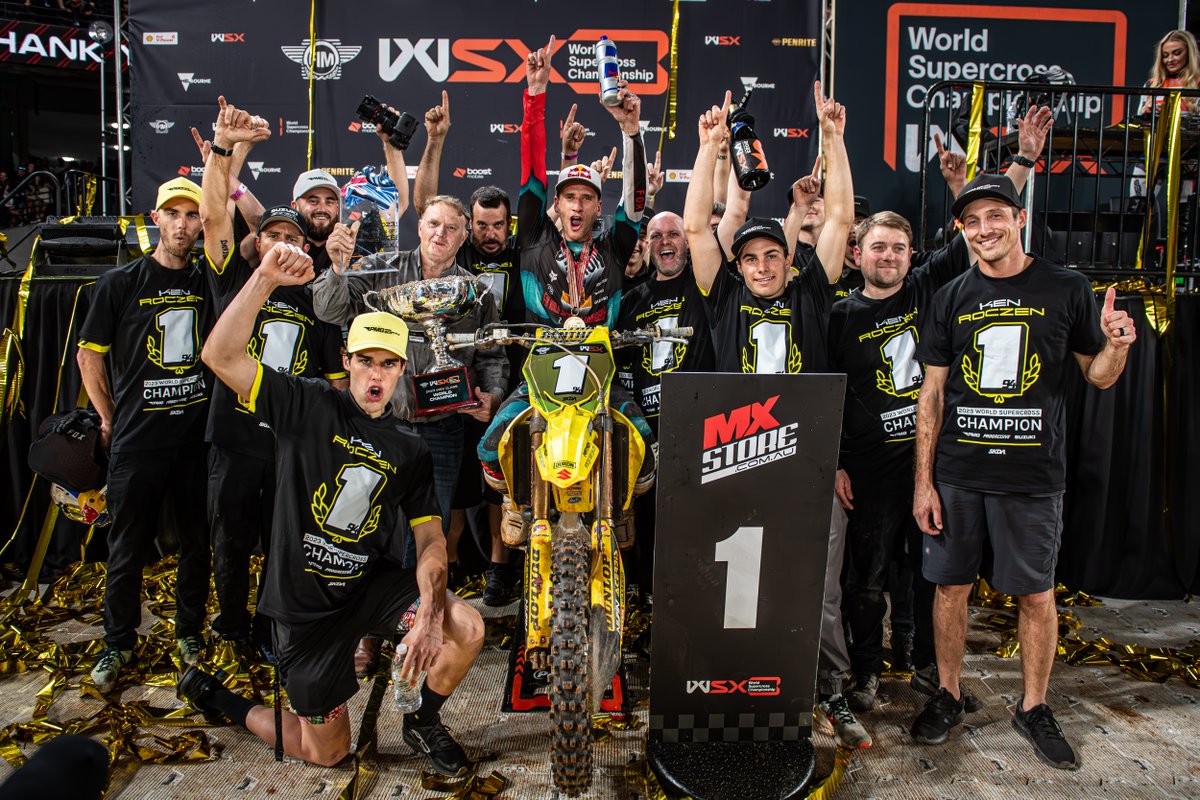FIMWSX's tweet photo. He didn't have it all his own way in 2023 but he got it done.

Take a bow, @KenRoczen94.

#WSX #WorldSupercross #WorldSupercrossChampionship #WSX2023 https://t.co/gotf2kfsYT