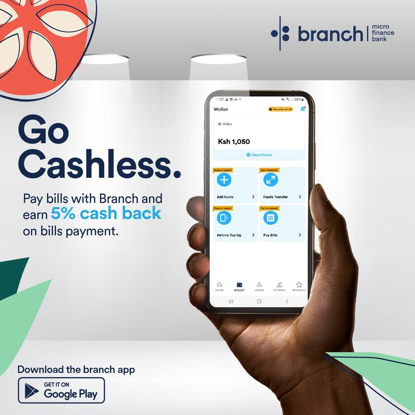 branchkenya_'s tweet photo. It’s safe, instant, and you get rewarded.
Pay bills instantly from your Branch App and get rewarded with 5% cashback on all your bill payments.
#branchloans #branchinvestments #branchtransfers #betterthanyourbank #branchapp #branch https://t.co/a8qKIIqk1N