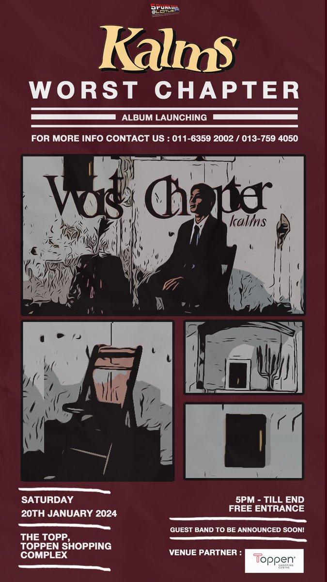 Worst Chapter Album Launch

The Topp. Toppen Shopping Mall
Saturday, 20th January 2024
5pm till end
FREE ENTRANCE