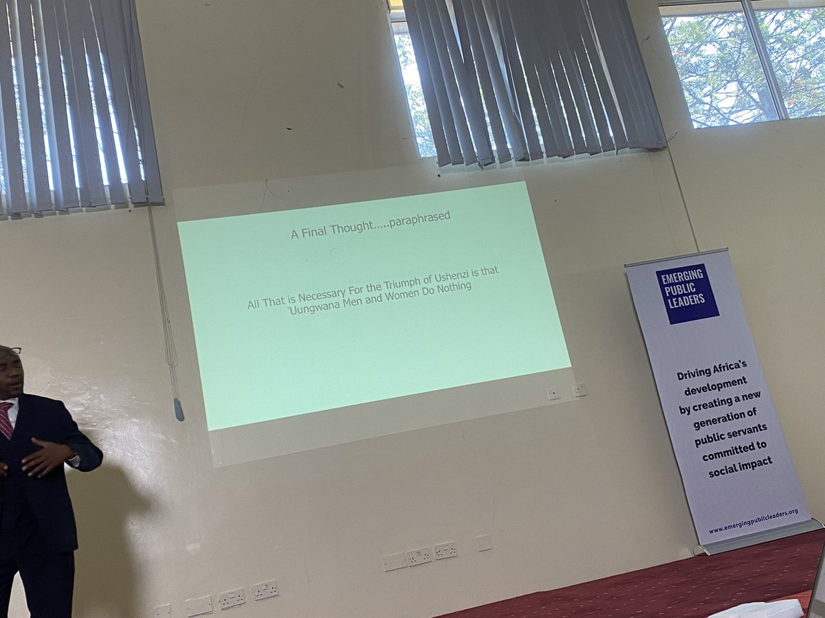 Laura_Thuo's tweet image. #PSELFweek  &quot;All That is Necessary For the Triumph of Ushenzi is that
Uungwana Men and Women Do Nothing&quot;- Ken Njiru&apos;s CEO, Uungwana Institute; parting shot today on Managing Ethical Dilemmas in Public Service @elfafrica1 @EPLeaders @PSCKenya