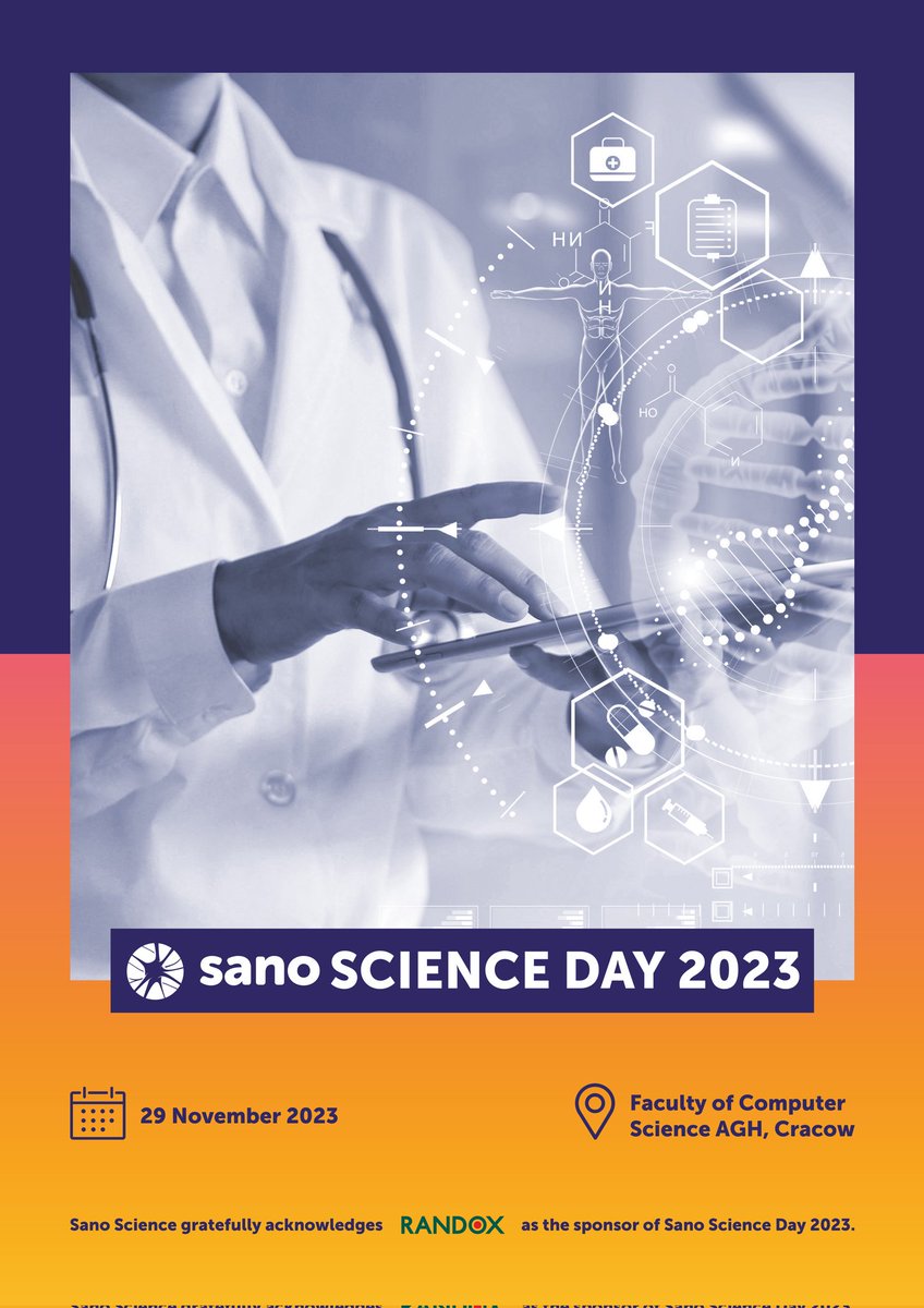 Today we celebrate #SanoScience achievements❗

If you are interested in the #DigitalMedicine, join us today online or in person❗

Join us❗

Where❓️

Wydział Informatyki AGH or online: lnkd.in/dnA-p-eb 

Agenda: sano.science/.../sano-centr…

#computationalmedicine