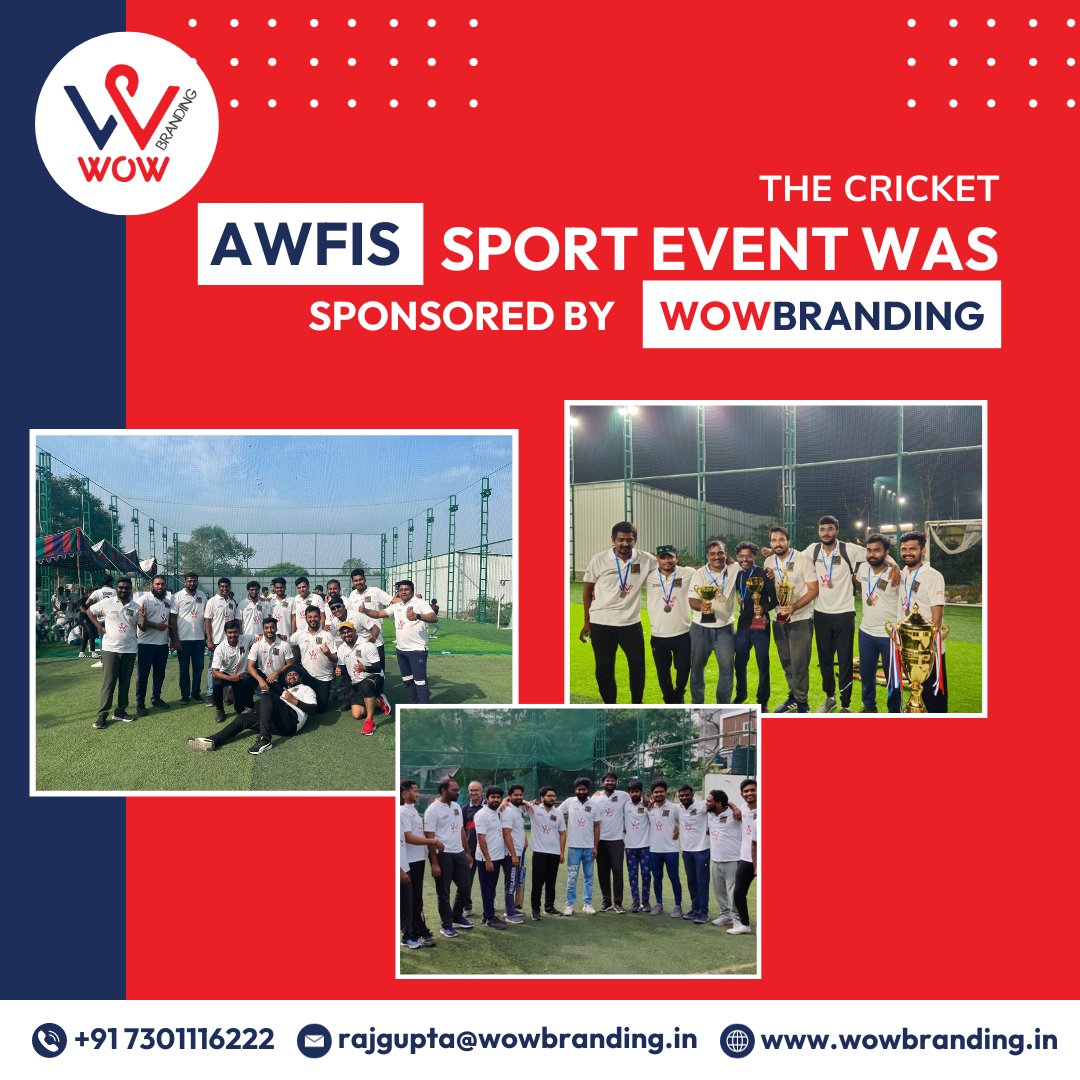 The CRICKET AWFIS Sport Event Was Sponsored By WowBranding  
☎️ Wow Branding Phone: +91 7301116222

 #CricketAWFISSport, #WowBranding, #SportsSponsorship, #WowEvent, #CricketFever, #WowMoments, #SportsExtravaganza, #WowInSports, #AWFISCricket, #GameOnWithWowBranding,