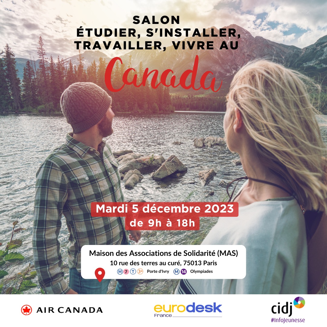 🍁 Envie de partir au #Canada ? Le <a href="/Le_CIDJ/">CIDJ</a>, <a href="/EurodeskFR/">Eurodesk France</a> et <a href="/AirCanada/">Air Canada</a> organisent une nouvelle édition du salon "Étudier, s'installer, travailler, vivre au Canada" !
📌 Rendez-vous le mardi 5 décembre à PARIS.
✅ Inscription gratuite ➡️ my.weezevent.com/salon-canada-1
#pvtcanada #pvtiste