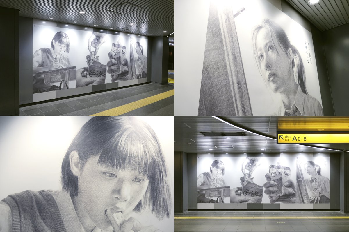 CalorieMate_jp's tweet photo. 東急東横線 / 田園都市線 渋谷駅構内、阪急 大阪梅田駅構内に、
12/3(日)まで、デッサンによるグラフィックを掲出しています。
東京藝術大学、多摩美術大学の学生ら20名の皆様が描いていただいた迫力あるデッサン、ぜひご覧ください。

美大を目指す受験生の皆様はもちろん、
今年受験を控えるすべてのみなさんに、この熱量が届くと嬉しいです。

#カロリーメイト #受験
#デッサン ＃東京藝術大学 ＃多摩美術大学