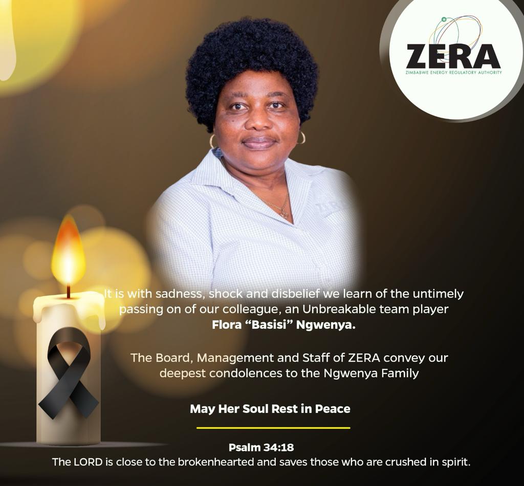 zeraenergy's tweet photo. We are deeply saddened by the news of Flora Ngwenya's passing and offer our most sincere condolences to her family, friends, &amp; colleagues at ZERA.

She was a cherished member of our team, an exceptional colleague &amp; friend who always approached her work with dedication.

#RIPFlora https://t.co/d3n7aAf9Gd