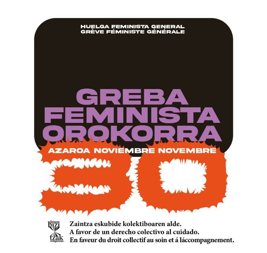 Elhuyar's tweet photo. #Elhuyar-eko langileak greban gaude. Bat egin dugu greba feminista orokorrerako deialdiarekin.

#A30GrebaFeministaOrokorra
#ZaintzaEskubideKolektiboa https://t.co/r1960uY2aO