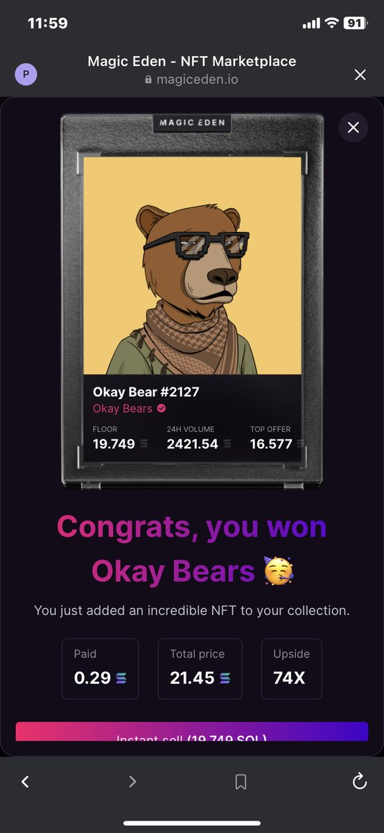 Got $sol to giveaway  after I won <a href="/okaybears/">Okay Bears</a> in <a href="/MagicEden/">Magic Eden 🪄</a> with 1%
In order to enter just like , retweet and reply $portal 
Will choose 3 winners in 42 hrs  (0.1sol each)
Good luck 🍀 <a href="/Portalcoin/">Portal</a>