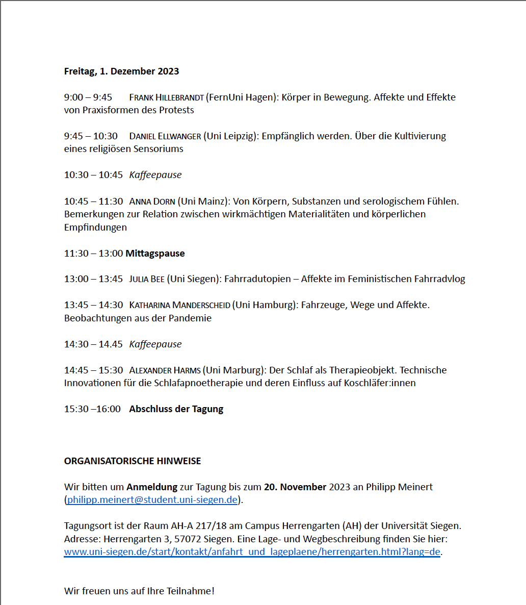 Einladung für Kurzentschlossene, die sich von der Materialität des Schnees nicht bezüglich ihrer Mobilität affizieren lassen &amp; sich nach Siegen durchschlagen:Tagung Materialität-Affekt-Mobilität!
u.a. mit @RobertSeyfert <a href="/juliabee/">Julia B.</a> @LarissaSchindler @Manderscheidt @JanSlaby u.v.m.