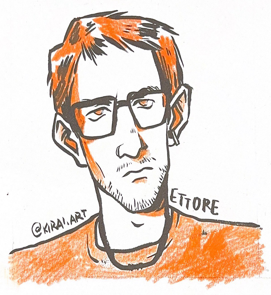 channeldraw's tweet photo. - Gli occhi grandi dietro la montatura spessa, l’orecchino sul lobo sinistro e una sola scritta: il nome “Ettore”, senza nessuno slogan, solo col colore arancione di @ultimagenerazi1 - Fondo Riparazione. 

“Questa volta i fumetti non li ho fatti io ma li ho fatti realizzare ai miei studenti, per dire che gli attivisti arrestati di Ultima Generazione non sono criminali, ma semplici studenti”. A dirlo è il fumettista e attivista per i diritti umani Gianluca Costantini, che ai suoi allievi del corso specialistico di Linguaggi del fumetto dell’Accademia di Belle Arti di #Bologna ha proposto di realizzare un “ritratto solidale” di Ettore Lombardo, anche lui studente all’Accademia di Belle Arti nonché tra i tre attivisti per il clima arrestati il 2 novembre per aver manifestato sui viali e in tangenziale, bloccando il traffico al grido di “Un fondo di riparazione per le vittime dell’alluvione”. 

di @Magot_hellen su la @rep_bologna 
https://t.co/Q1oJkHutya